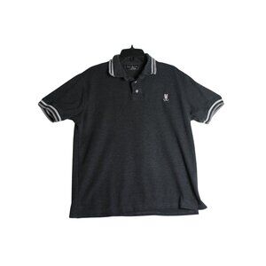Psycho Bunny Grey Embroidered Knit Golf Polo Shirt Mens Large